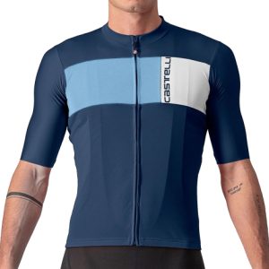 Castelli Prologo 7 Short Sleeve Cycling Jersey - SS23 - Belgian Blue / Drive Blue / Silver / Large