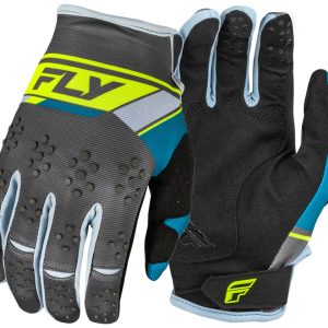 Fly Racing Kinetic Prix Long Finger Gloves (Charcoal/Hi-Vis) (S)