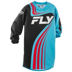 Fly Racing Youth F-16 Long Sleeve Jersey (Cyan/Black/Red) (Youth L)