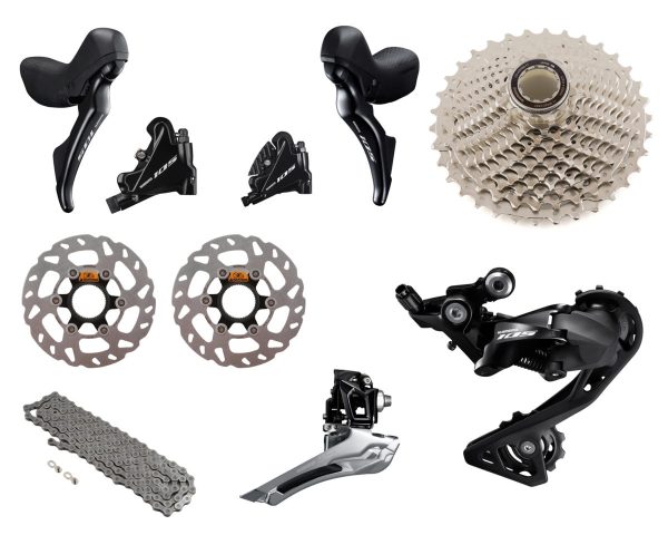 Shimano 105 R7020 Mechanical Road Groupset (Black) (2 x 11 Speed) (Hydraulic Disc Brake)