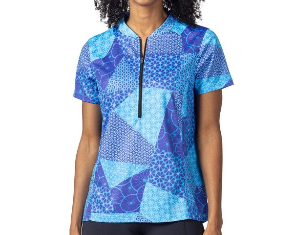 Terry Women's Actif Short Sleeve Jersey (Quiltawhirl Blue) (L)