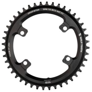 Wolf Tooth 110 BCD 4 Bolt Chainring for Shimano GRX - Black / 38 / 4 Arm, 110mm / Drop Stop B