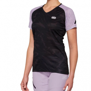 100% | Airmatic Women's Short Sleeve Jersey | Size Small In Black/lavender