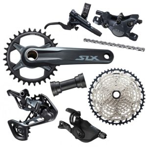 Shimano SLX M7100 1x12 Complete Disc Brake Groupset - Black / 34T-175mm / 10-51T / 1x12 Speed