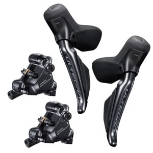 Shimano Ultegra R8170 Di2 Hydraulic Disc STI Levers & R8170 Flat Mount Disc Brake Set - 12 Speed - Black / Pair / 12 Speed / 900mm Front / 1650mm Rear Hose