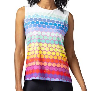 Terry Women's Soleil Split Tank Sleeveless Jersey (Rainbow Dots) (L)