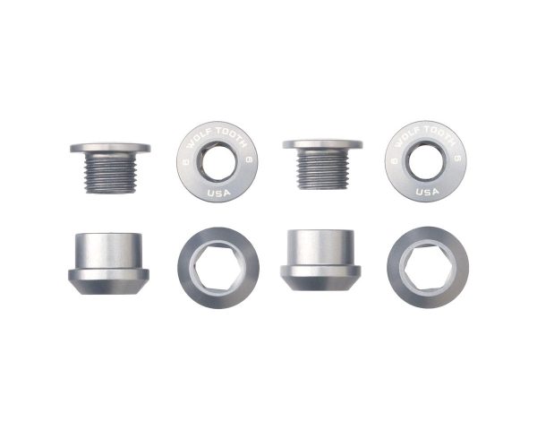 Wolf Tooth Components Dual Hex Fitting Chainring Bolts (Raw Silver) (6mm) (4 Pack) (For 1x Use)