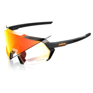 100% Korbin Sunglasses - Photochromic Lens - Gloss Metallic Black / Orange Flash Mirror