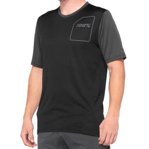 100% Men's Ridecamp Short Sleeve Jersey (Black/Charcoal) (M)