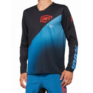 100% | R-Core-X Long Sleeve Jersey Men's | Size Small In Black/slate Blue | Spandex/polyester