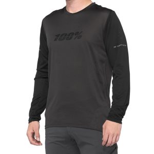 100% Ridecamp Men's Long Sleeve Jersey (Black/Charcoal) (S)