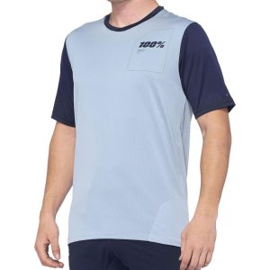 100% Ridecamp Men's Short Sleeve Jersey (Light Slate/Navy) (S)