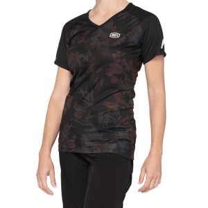 100% Women's Airmatic Jersey (Black Floral) (L)