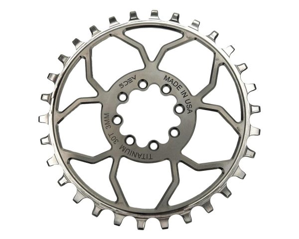 5Dev Titanium 8-Bolt Chainring (Raw/Silver) (3mm Offset) (32T)