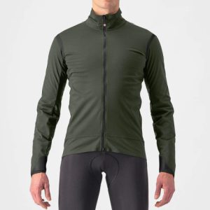 Castelli Alpha Ultimate Insulated Cycling Jacket - Military Green / Black / Electric Lime / Medium