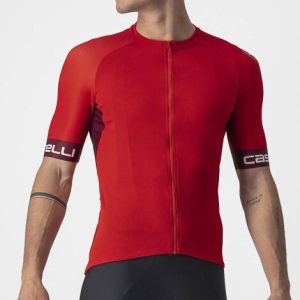 Castelli Entrata VI Short Sleeve Cycling Jersey - SS24 - Red / Bordeaux / Ivory / XSmall