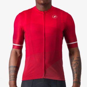 Castelli Orizzonte Short Sleeve Cycling Jersey - Rich Red / Red / White / XSmall