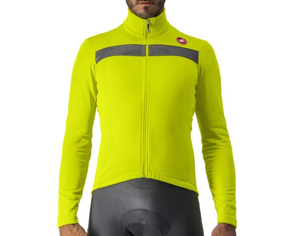 Castelli Puro 3 Long Sleeve Jersey FZ (Electric Lime/Black Reflex) (XL)