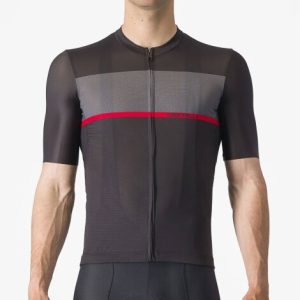 Castelli Tradizione Short Sleeve Cycling Jersey - Light Black / Dark Grey / Red / XSmall