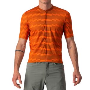 Castelli Unlimited Sterrato Short Sleeve Cycling Jersey - Olive Green / Orange / Small