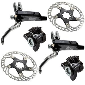 Clarks CRS C2 CNC 2-Piston Flat Mount Hydraulic Disc Brake Set - Black / Pair