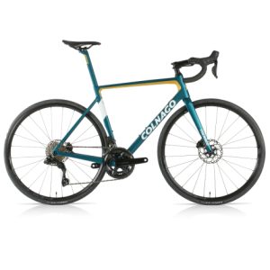 Colnago V3 105 Di2 Carbon Road Bike - Blue Petrol / Yellow / 52cm / Sloping