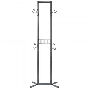 Delta | 4-Bike Free Standing Rack & Basket | Gray | 4-Bike | Rubber