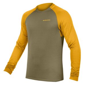 Endura Single Track Fleece Long Sleeve Cycling Jersey - Dark Green / Small