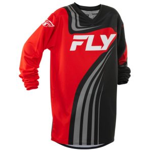 Fly Racing Youth F-16 Long Sleeve Jersey (Black/Red/White) (Youth M)