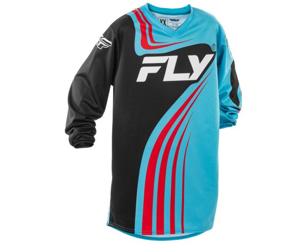 Fly Racing Youth F-16 Long Sleeve Jersey (Cyan/Black/Red) (Youth L)