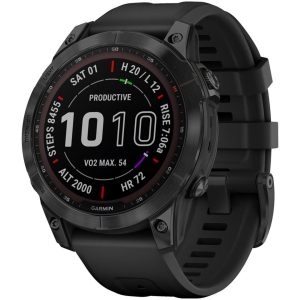 Garmin Fenix 7X Sapphire Solar GPS Smartwatch (Black DLC Ti + Black Band) (7X | 51mm Case)