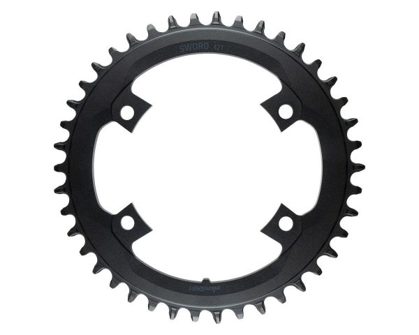 Microshift Sword/Sword Black Chainrings (Black) (9/10 Speed) (Single) (42T) (80/110mm Asymmetic BCD)