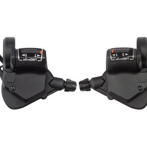 Microshift TS38 Thumb-Tap Shifter (Black) (Pair) (3 x 7 Speed) (w/ Optical Gear Indicator) (Shimano