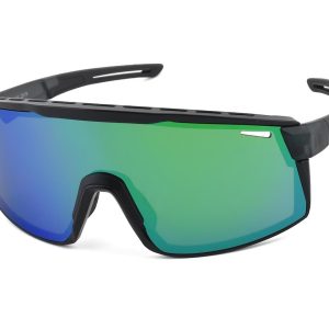 Optic Nerve Fixie Max Sunglasses (Matte Crystal Grey/Shiny Black) (Smoke/Green Mirror Lens)