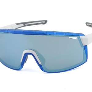 Optic Nerve Fixie Max Sunglasses (Shiny White/Crystal Blue) (Brown/Blue Mirror Lens)