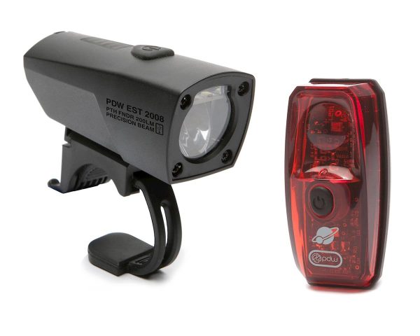 Portland Design Works Pathfinder Headlight and Io Tail Light Set (Black/Red) (200 Lumens)