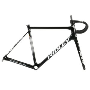 Ridley Helium Disc Lotto Frameset - XS - Paint Defect - Black / Silver / XSmall / 38cm / 90mm / Bubbling sponsor decals - Chip on headtube