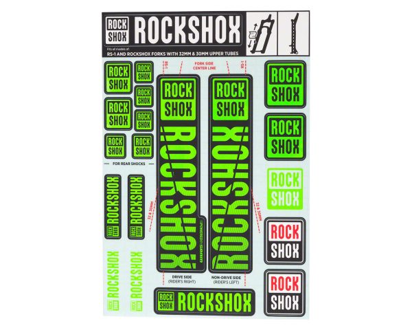 RockShox Fork Decal Kit (Green) (For RS-1 and forks with 30/32mm Upper Tubes)