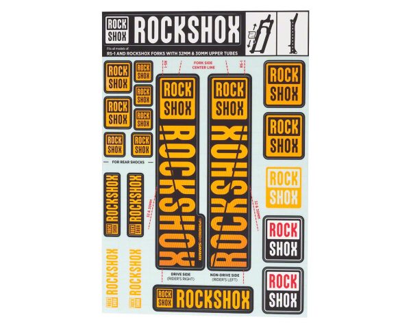 RockShox Fork Decal Kit (Orange) (For RS-1 and forks with 30/32mm Upper Tubes)