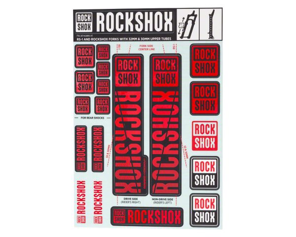 RockShox Fork Decal Kit (Red) (For RS-1 and forks with 30/32mm Upper Tubes)