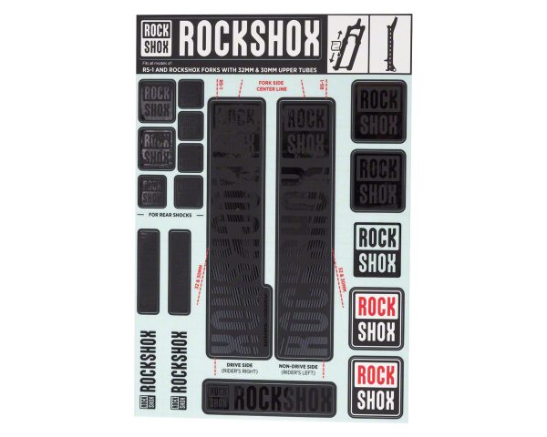 RockShox Fork Decal Kit (Stealth Black) (For RS-1 and forks with 30/32mm Upper Tubes)