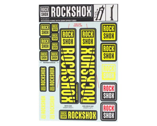 RockShox Fork Decal Kit (Yellow) (For Forks with 35mm Upper Tubes)