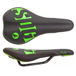 SDG Fly Jr Kid's Saddle (Black/Green) (Steel Rails) (122mm)