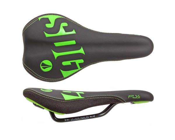 SDG Fly Jr Kid's Saddle (Black/Green) (Steel Rails) (122mm)