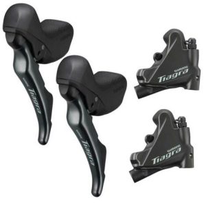 Shimano Tiagra ST-4720 Hydraulic Disc STI Levers & R4770 Flat Mount Disc Brake Set - 10 Speed