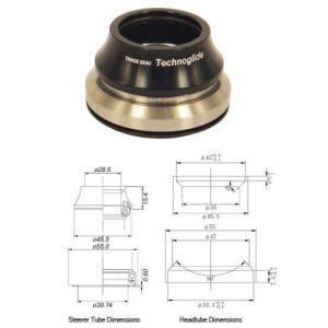 Tange Seiki Technoglide IS245 Fully Intergrated Headset 1 1/8"-1 1/2" - Black / Integrated