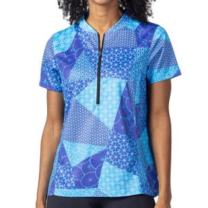 Terry Women's Actif Short Sleeve Jersey (Quiltawhirl Blue) (L)