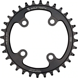 Wolf Tooth Components | 76 Bcd Chainring 30T, 76 Bcd, 4-Bolt, Drop-Stop, Sram 76 Bcd And Specialized Stout, Blk | Aluminum