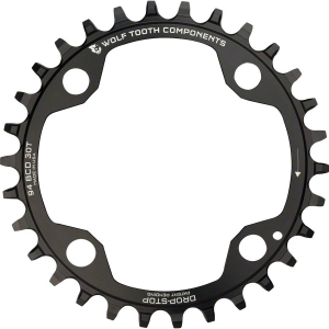 Wolf Tooth Components | 94 Bcd 4-Bolt Chainrings For Sram Cranksets 34T, 94 Bcd, 4-Bolt, Drop-Stop, For Sram Cranks, Black | Aluminum