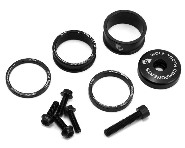 Wolf Tooth Components Headset Spacer BlingKit (Black) (3, 5, 10, 15mm) (w/ Bottle Cage Bolts)